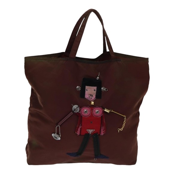 PRADA robot Hand Bag Nylon Brown Auth bs17789 - Picture 2 of 16